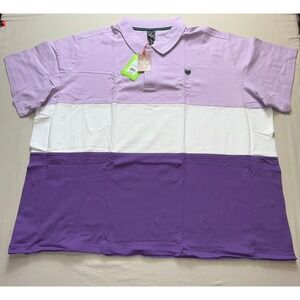 Houston White Mens 5XL Colorblock Polo Shirt Purple White Short Sleeve